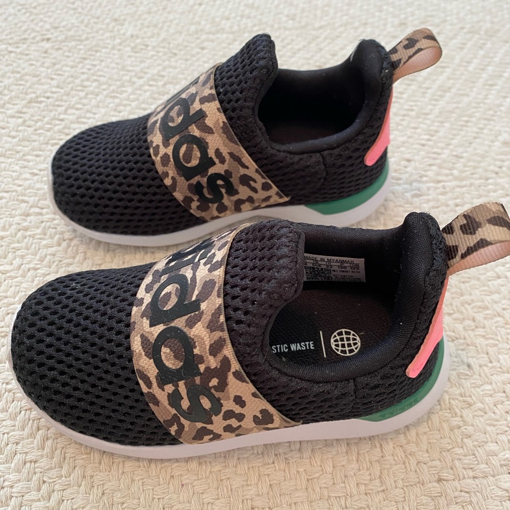 Adidas Black and Brown Sneakers with Leopard Print